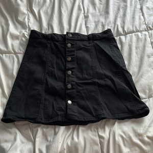 Black button down jean mini skirt